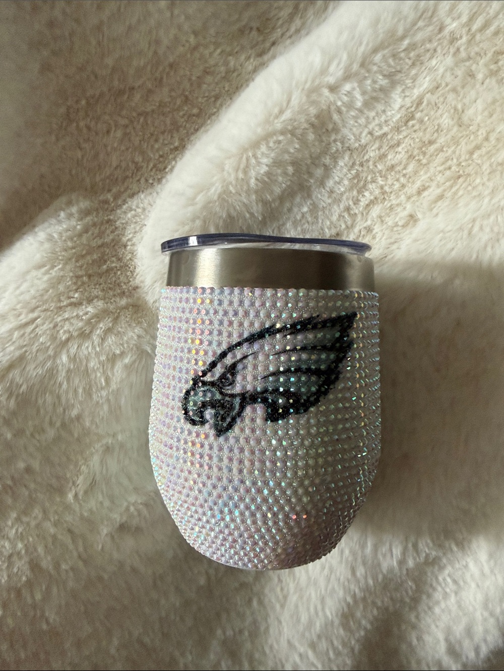 bedazzled eagles football wine tumbler